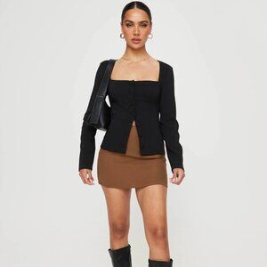 Princess Polly Gaskin Long Sleeve Top Black